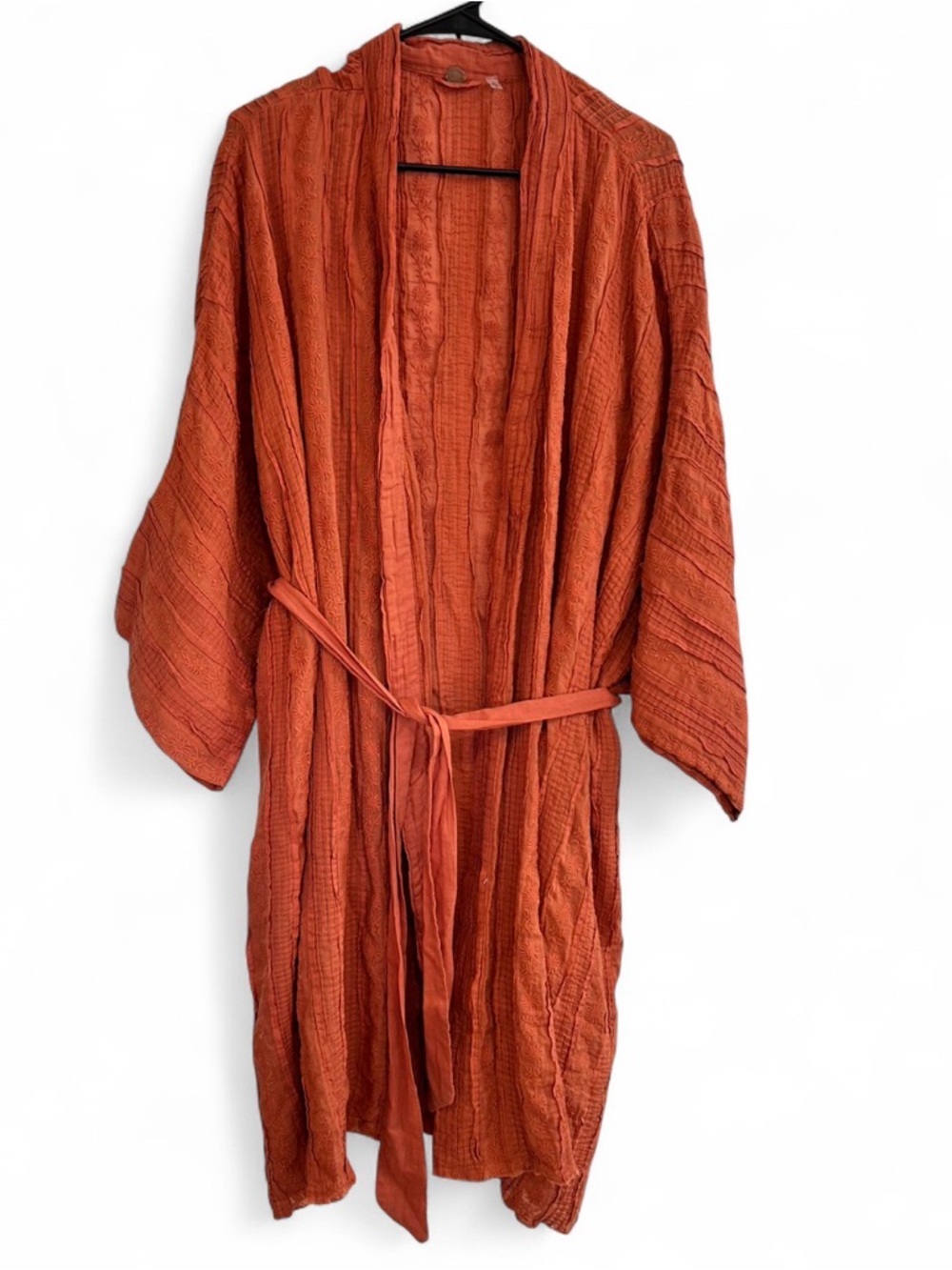 Lightweight Textured Kimono Robe in Rust - Picture 4 of 8
